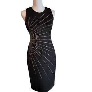 CALVIN KLEIN Black Stretch Sleeveless Studded Sheath Dress Size 2
